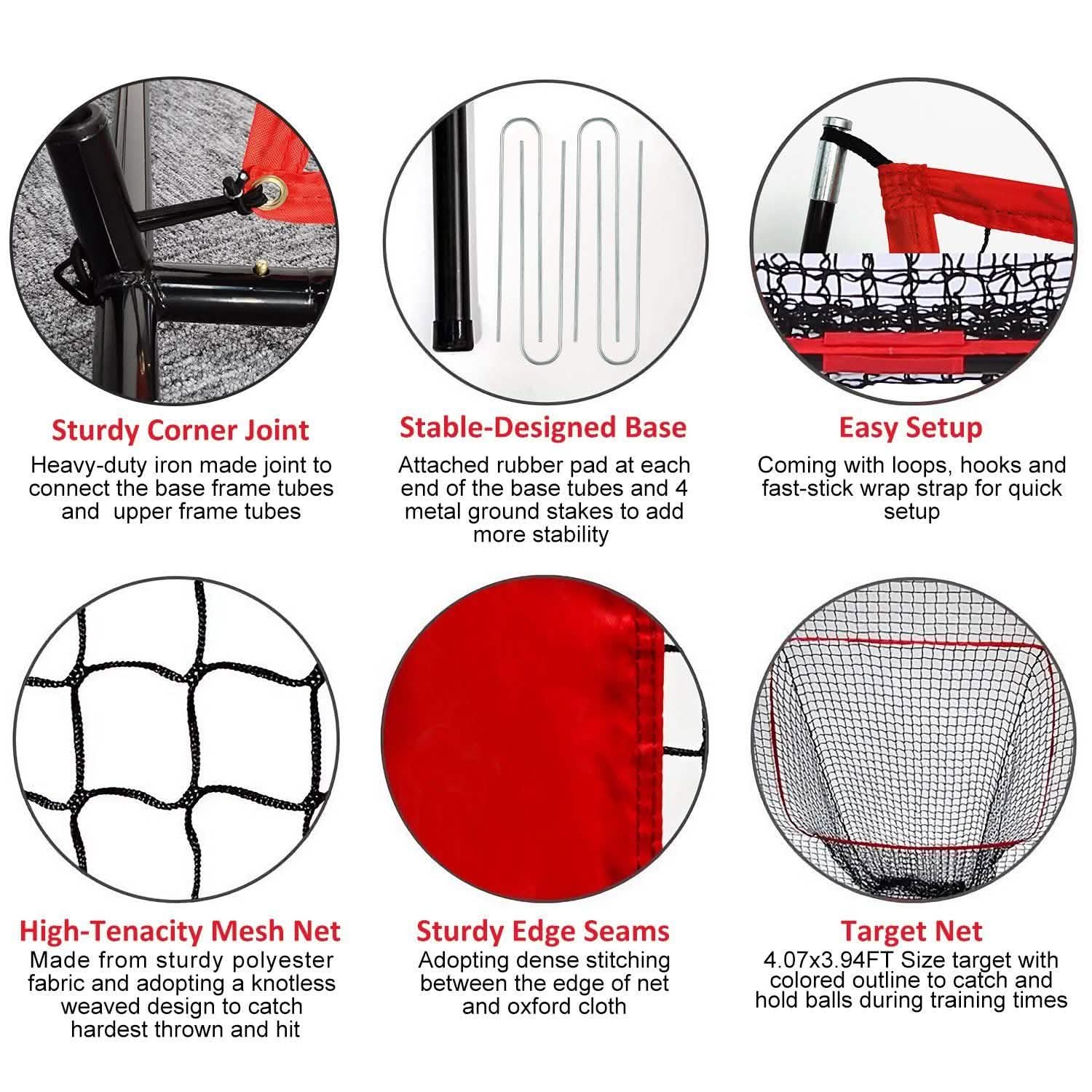 7x7ft Training Net with Bow Frame Carrying Bag for Solo Team Training