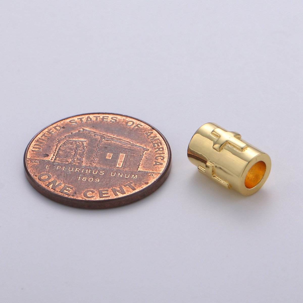 7x9mm Bead CZ Gold Beads Cross Beads cylinder Beads Charm for Bracelet Necklace Supply 4mm hole B-322
