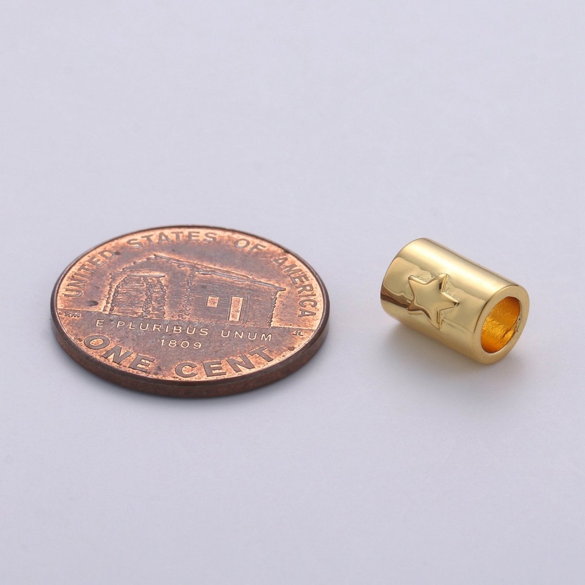 7x9mm Bead CZ Gold Beads Star Beads cylinder Beads Charm for Bracelet Necklace Supply 4mm hole B-323