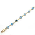 8" Gold Filled Evil Eye Light Blue Bracelet