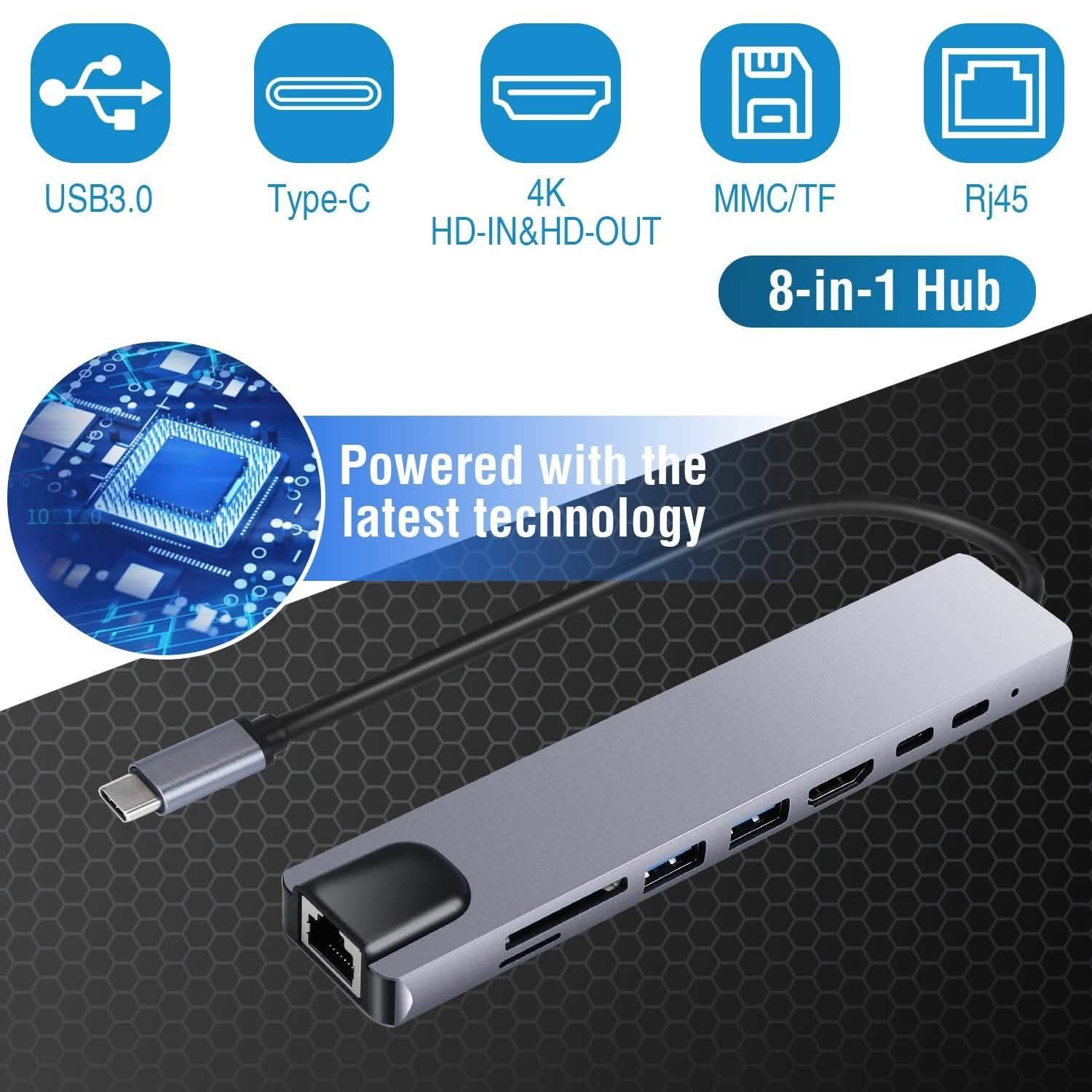 8-in-1 USB Hub Adapter with Ethernet