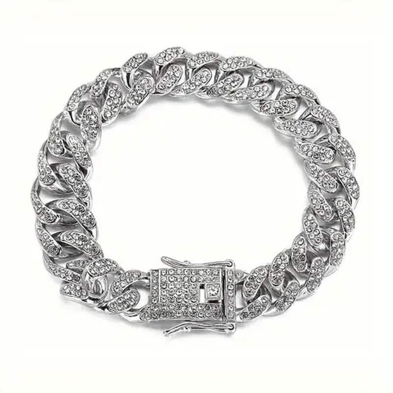 Bracelet pour homme 8" chaîne cubaine de luxe strass
