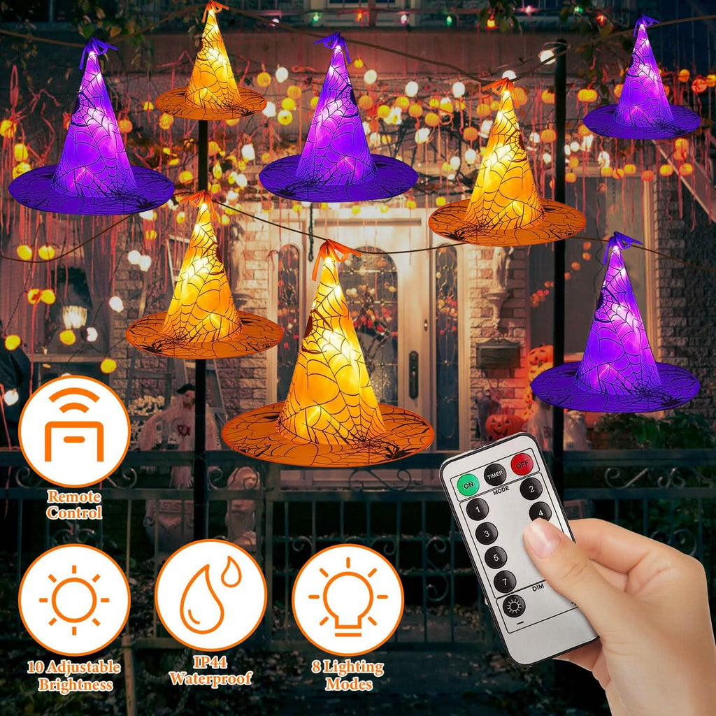 8-Pack: 13ft Witch Hat Hanging String LED Light