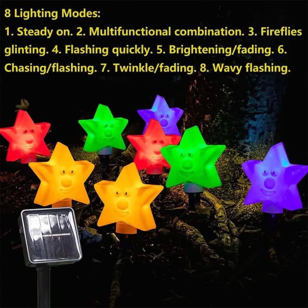 8-Pack: Solar Powered Star Lights 8 Modes Landscape Pathway Stake Lights