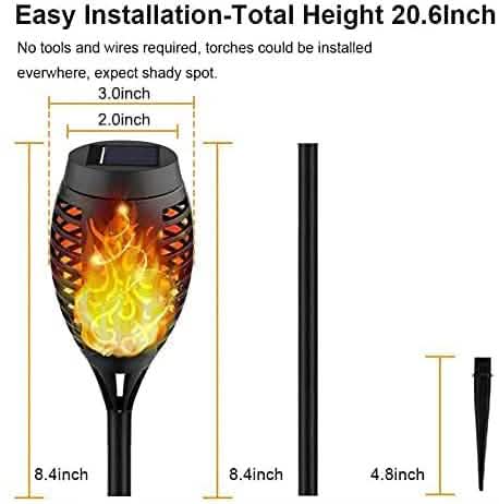 Lot de 8 : Lampes solaires torches à flamme vacillante
