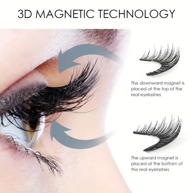 8ペア：再利用可能 マグネット式デュアル3Dつけまつげキット