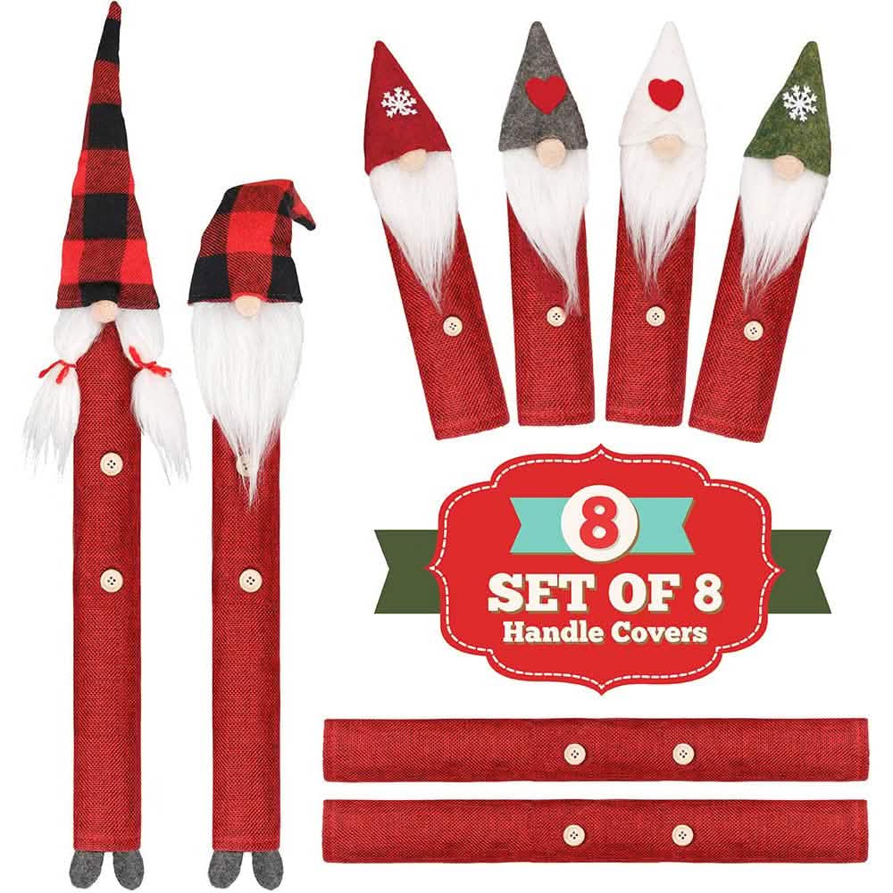Ensemble de 8 pièces : Housses de poignée de réfrigérateur de Noël Gnome