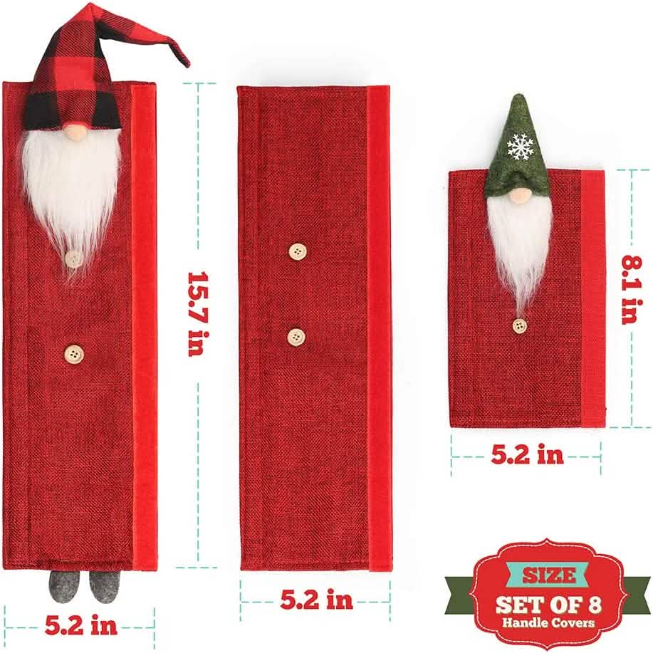 Ensemble de 8 pièces : Housses de poignée de réfrigérateur de Noël Gnome