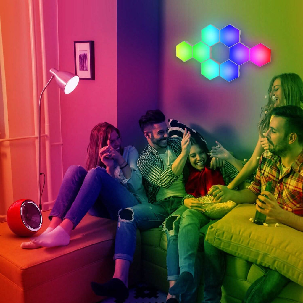 8-Piece: Hexagon Light Panels RGBW Colorful Splicing Wall Lamps