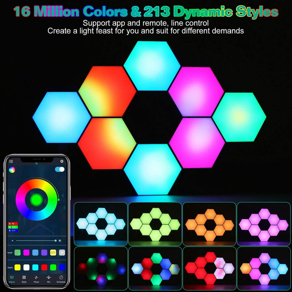 8-Piece: Hexagon Light Panels RGBW Colorful Splicing Wall Lamps