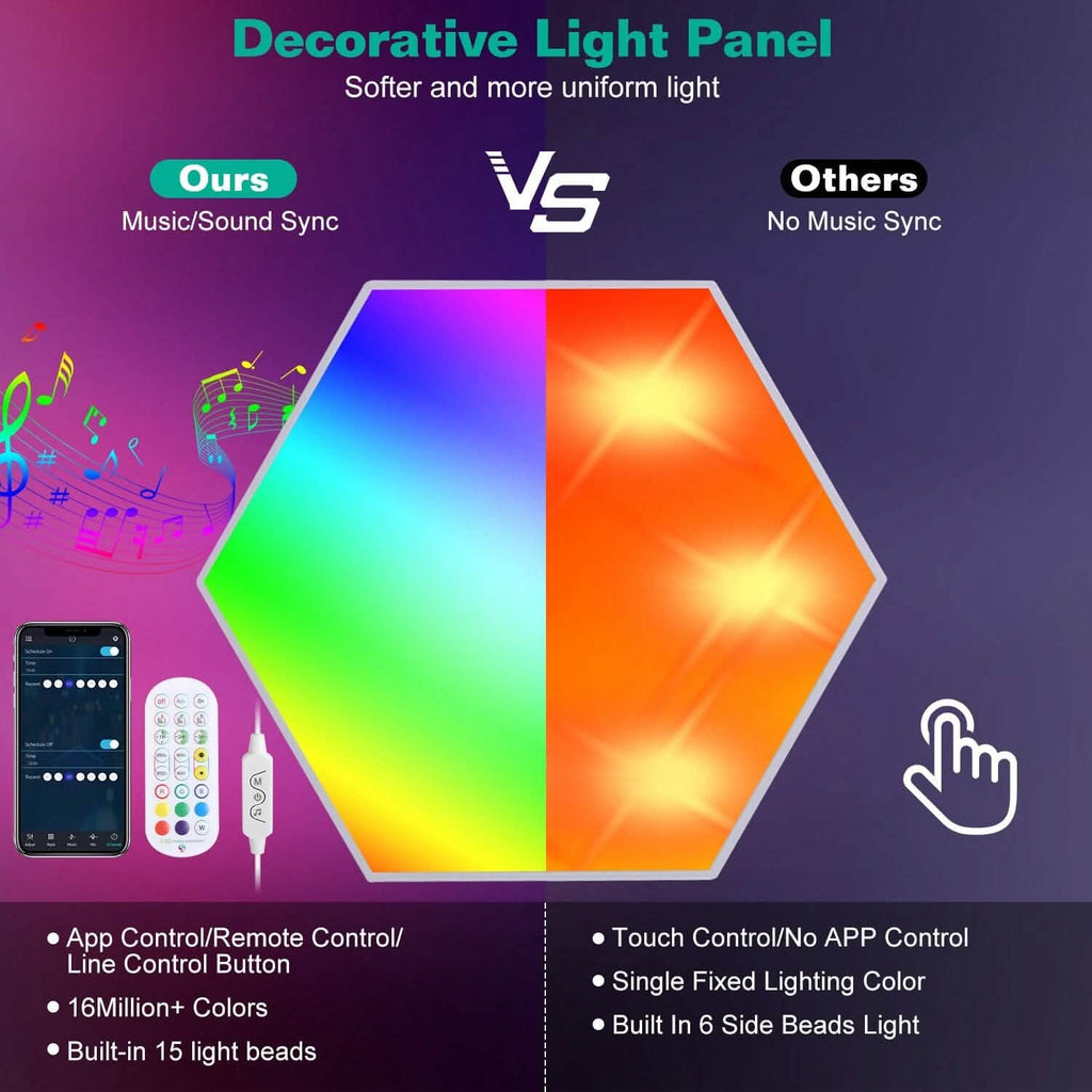 8-Piece: Hexagon Light Panels RGBW Colorful Splicing Wall Lamps
