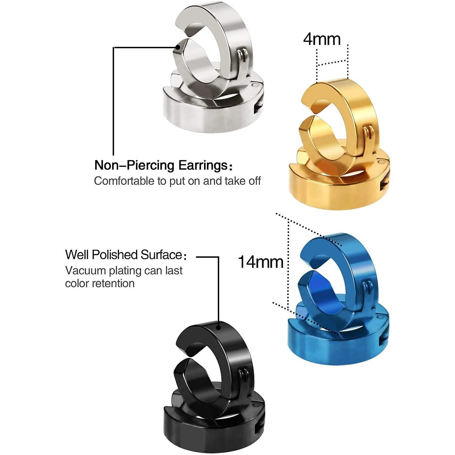 8 pièces : clip d'oreille non percé Mudder