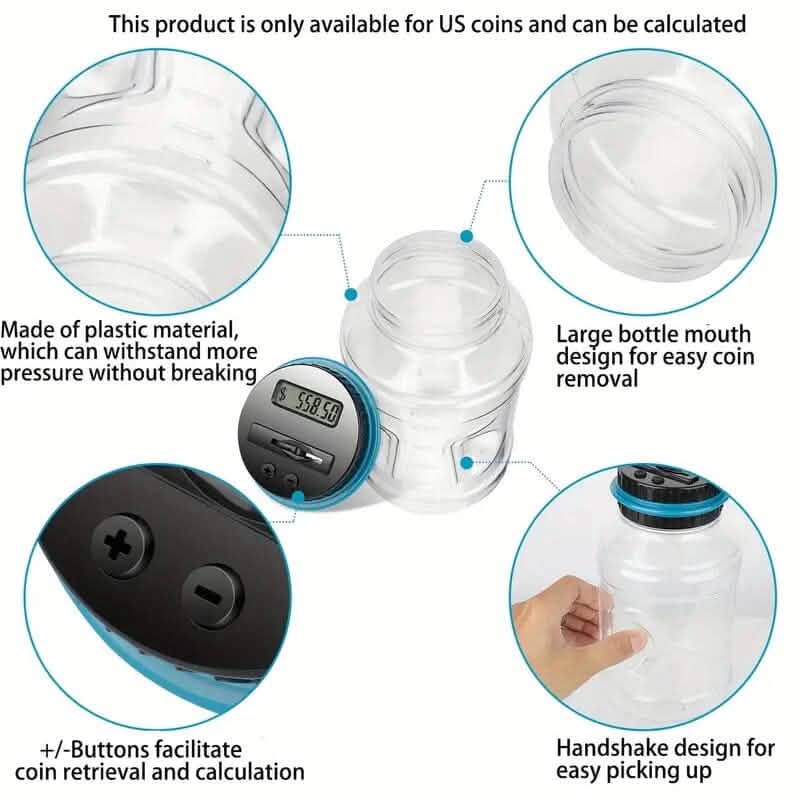 800+ Coin Capacity Digital Counting Money Jar