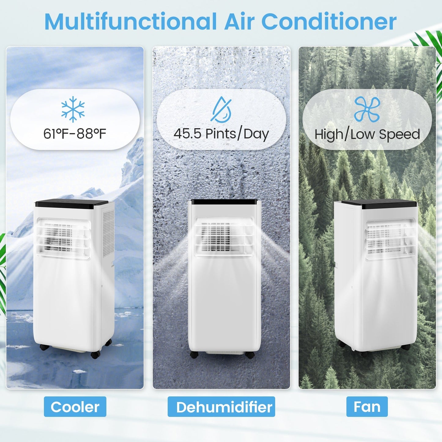 10000 BTU Portable Air Conditioner with Remote Control Cools up to 350 Sq.Ft