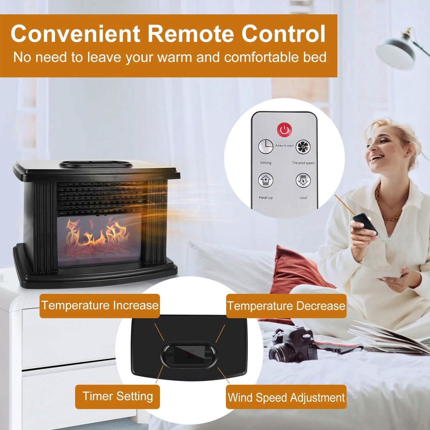 800W Artificial Flame Stove Electric Fireplace Heater