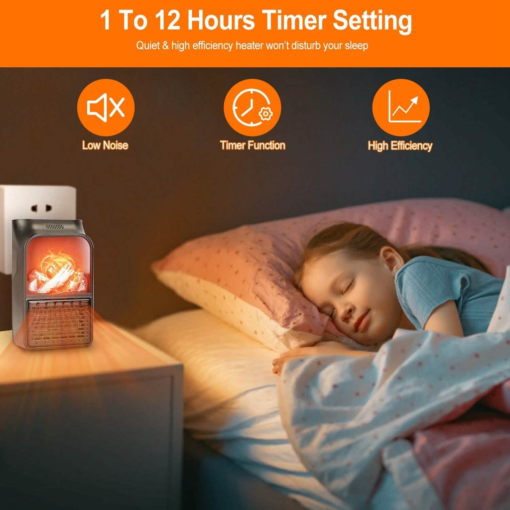 800w Plug-In Space Heater Wall Outlet with 360° Rotatable Plug