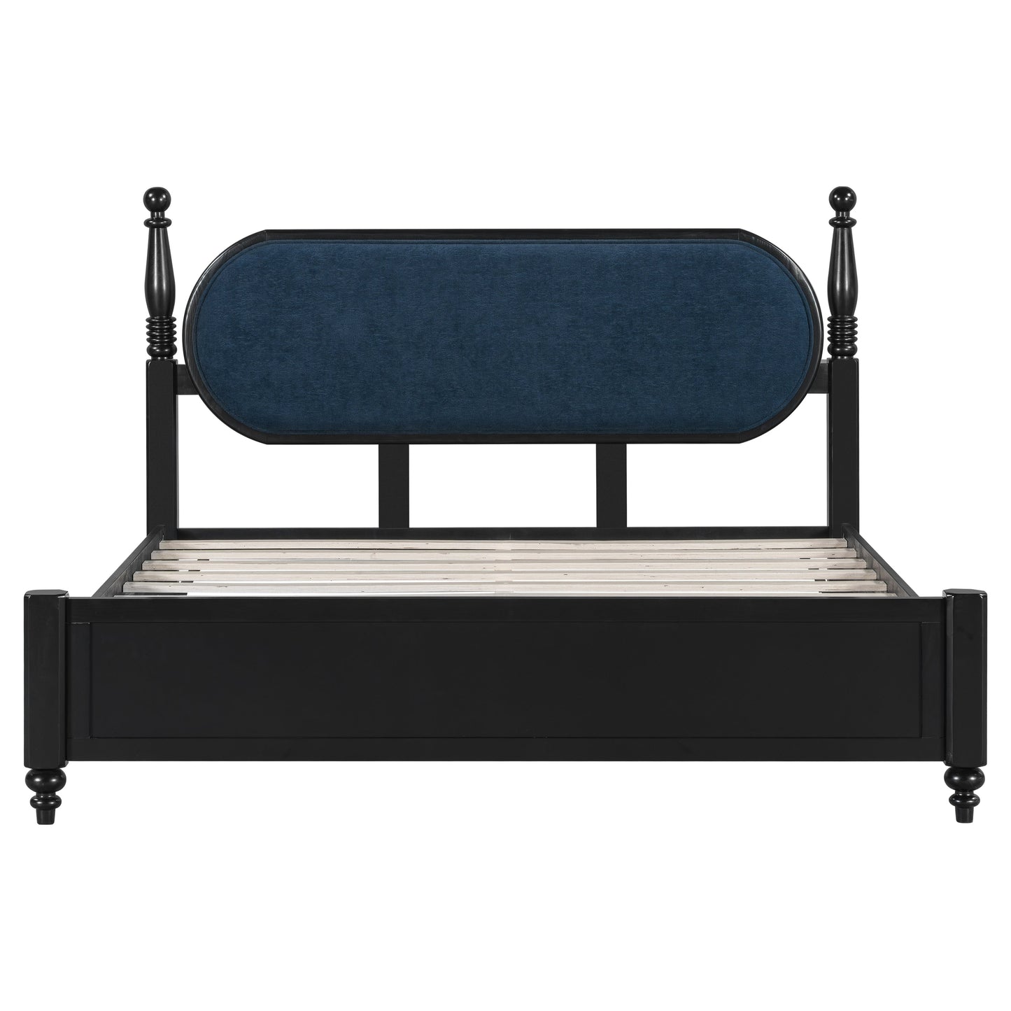 Queen Bed Frame, Solid Wood Platform with Slats