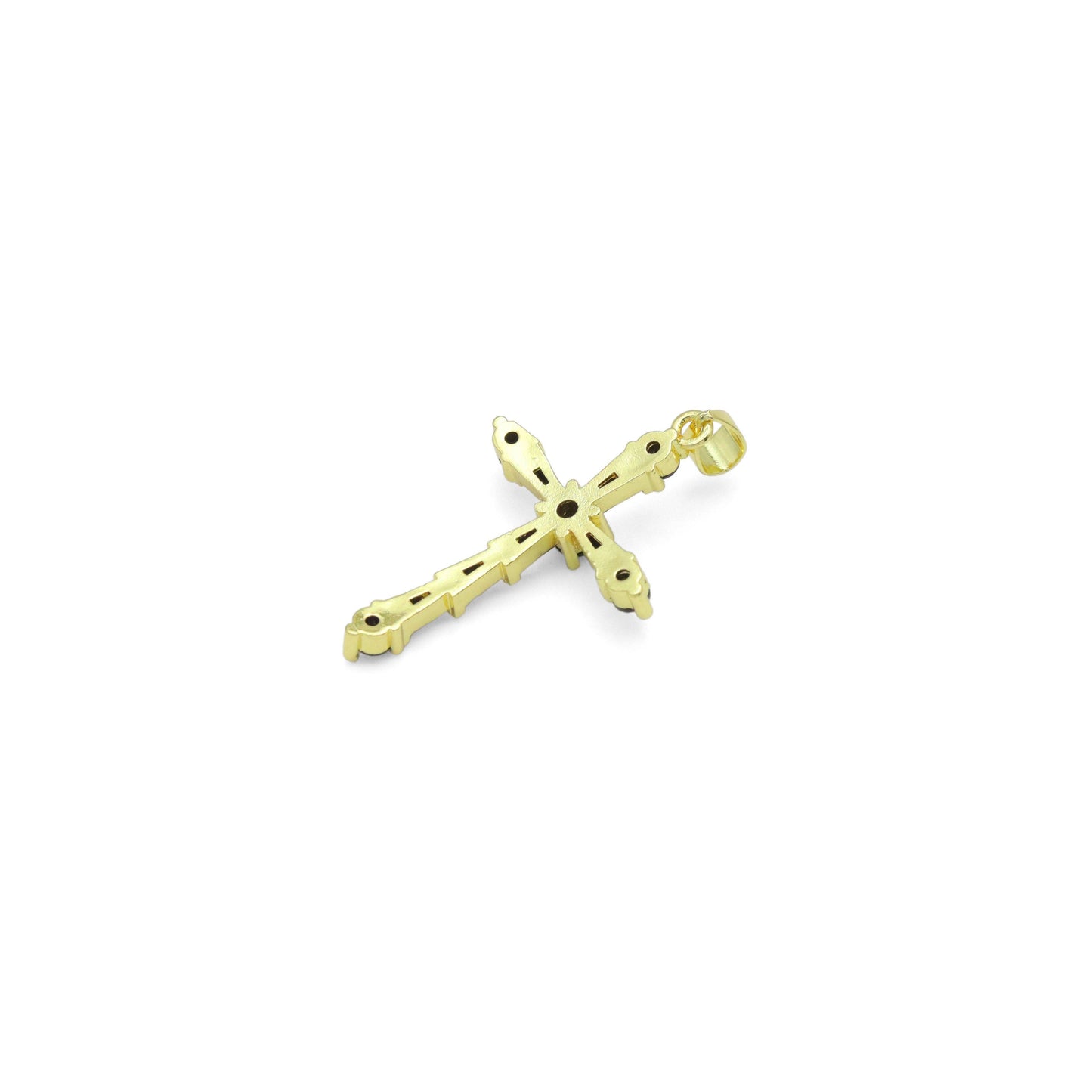 Pink Black Baguette CZ Cross Shape Charm Pendant, Sku#LK1049