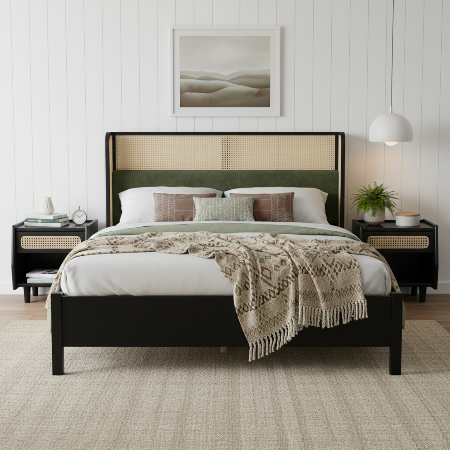 King Size Bed Frame in Black and Green