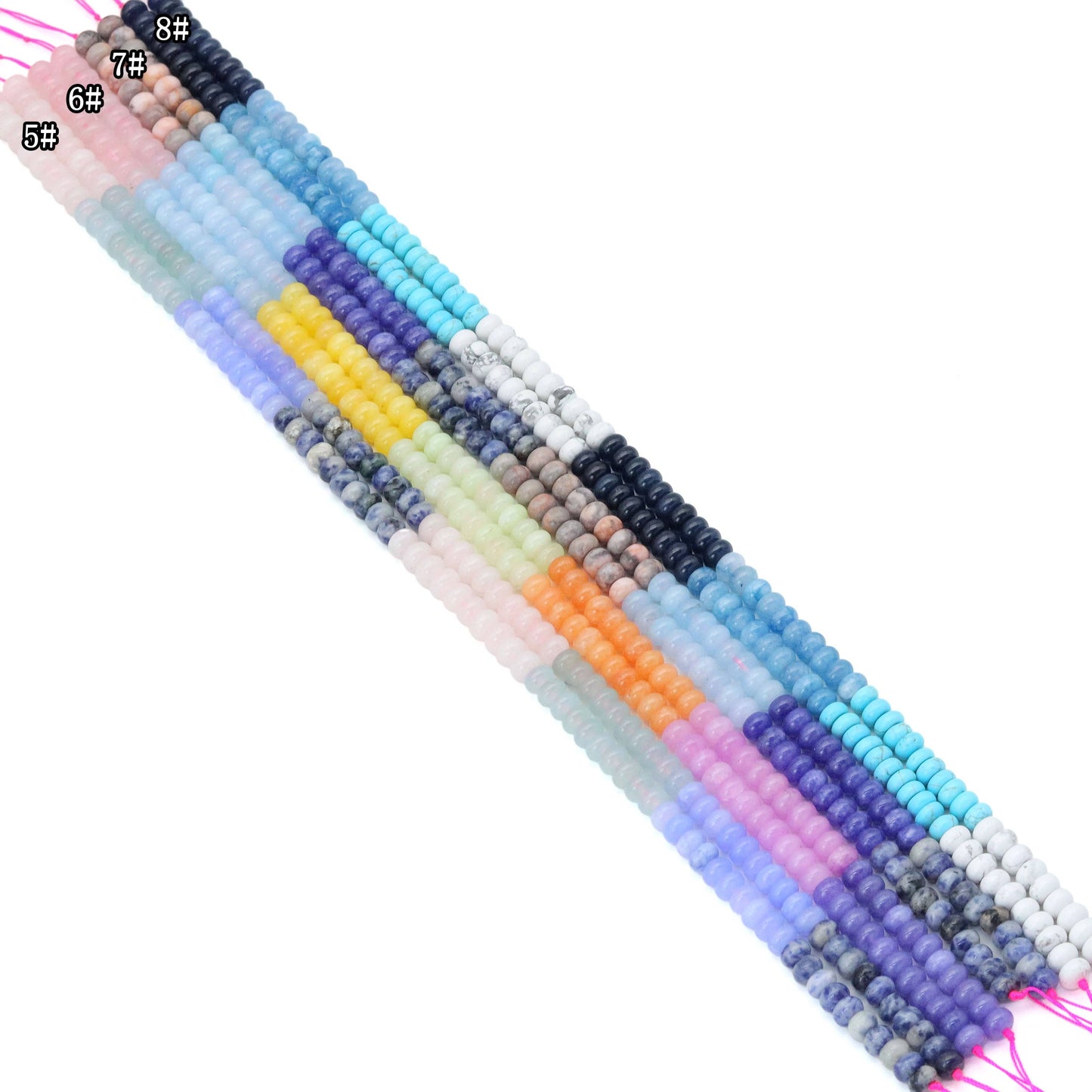 5x8mm Smooth Rondelle Colorful Jade, Sku#U2124