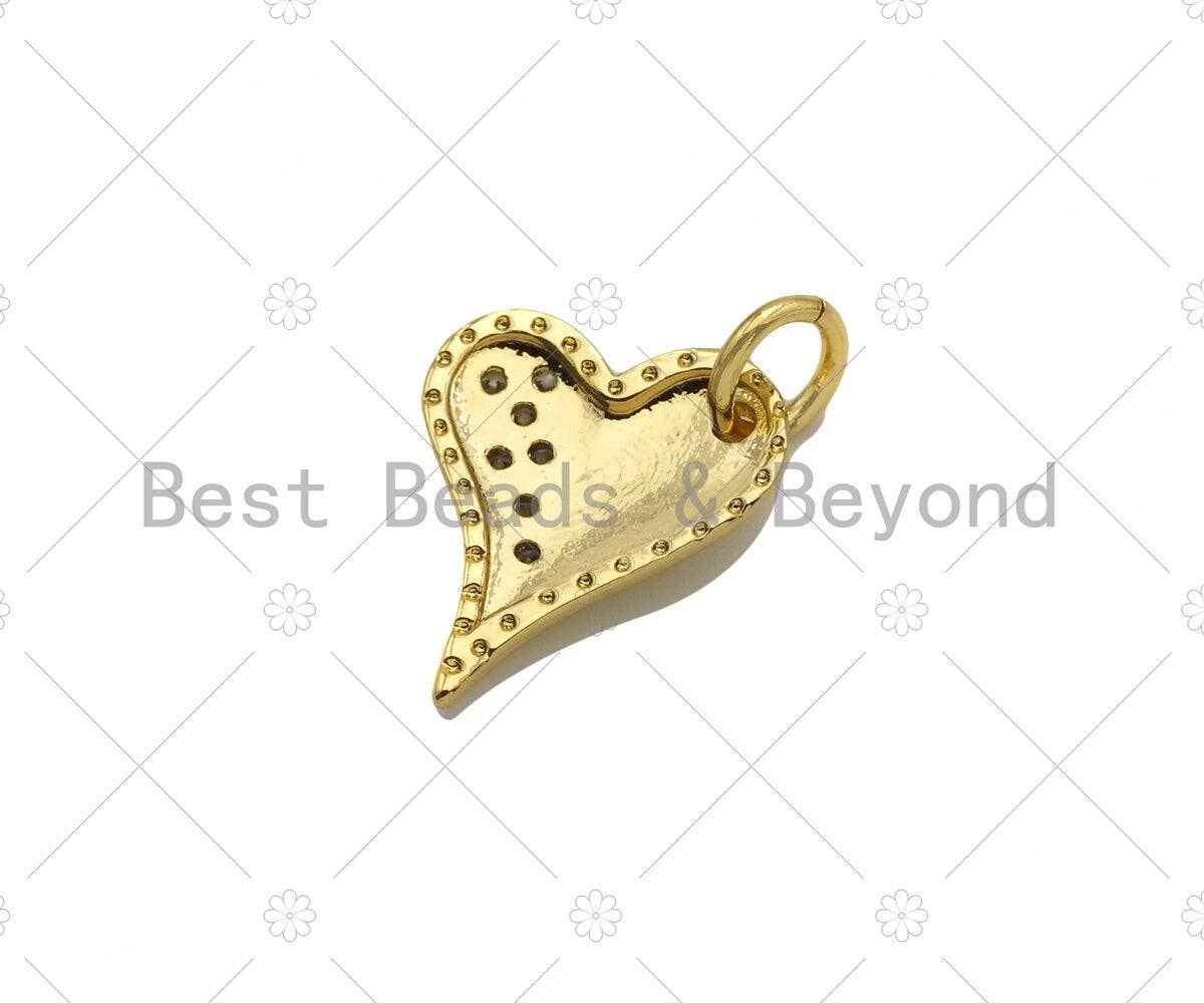 CZ Micro Pave Peach Heart Shape Pendant/Charm,18k Dainty Gold Charm, Necklace Bracelet Charm Pendant,11x15mm, Sku#LK235