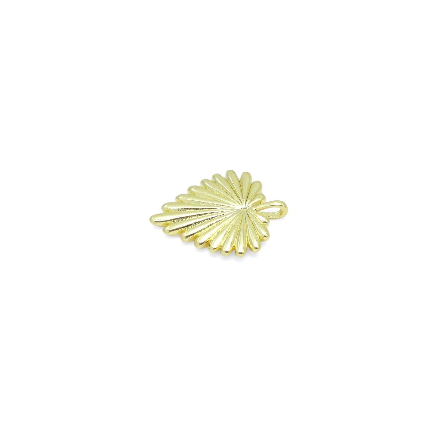 Radial Gold Heart Leaf Shape Charm Pendant, Sku#lx756