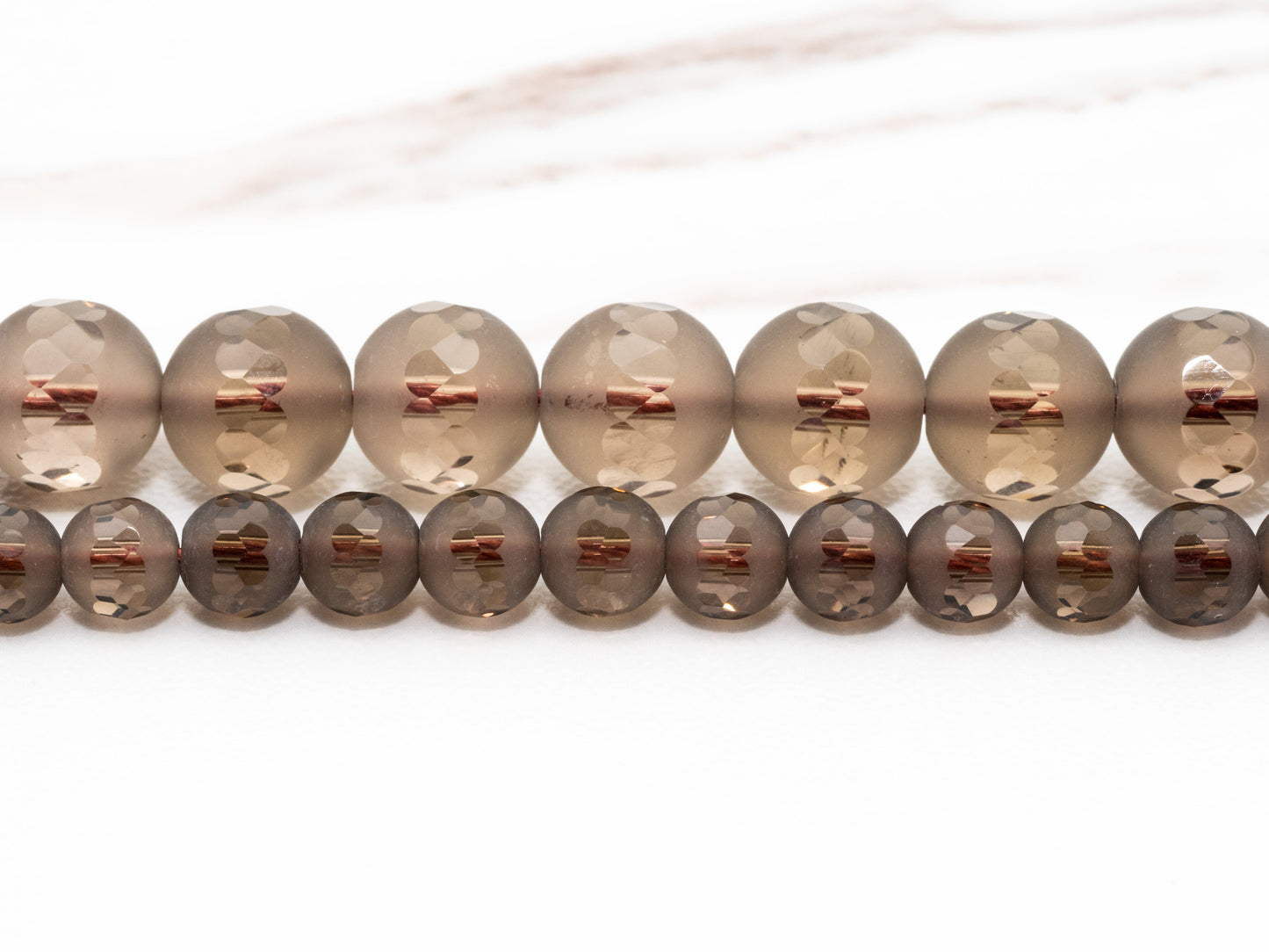 High Quality Natural Matte Smoky Quartz Round Smooth Middle Faceted beads, 6mm/8mm/10mm/12mm, Brown Gemstone Beads, 15.5inch strand, SKU#V5