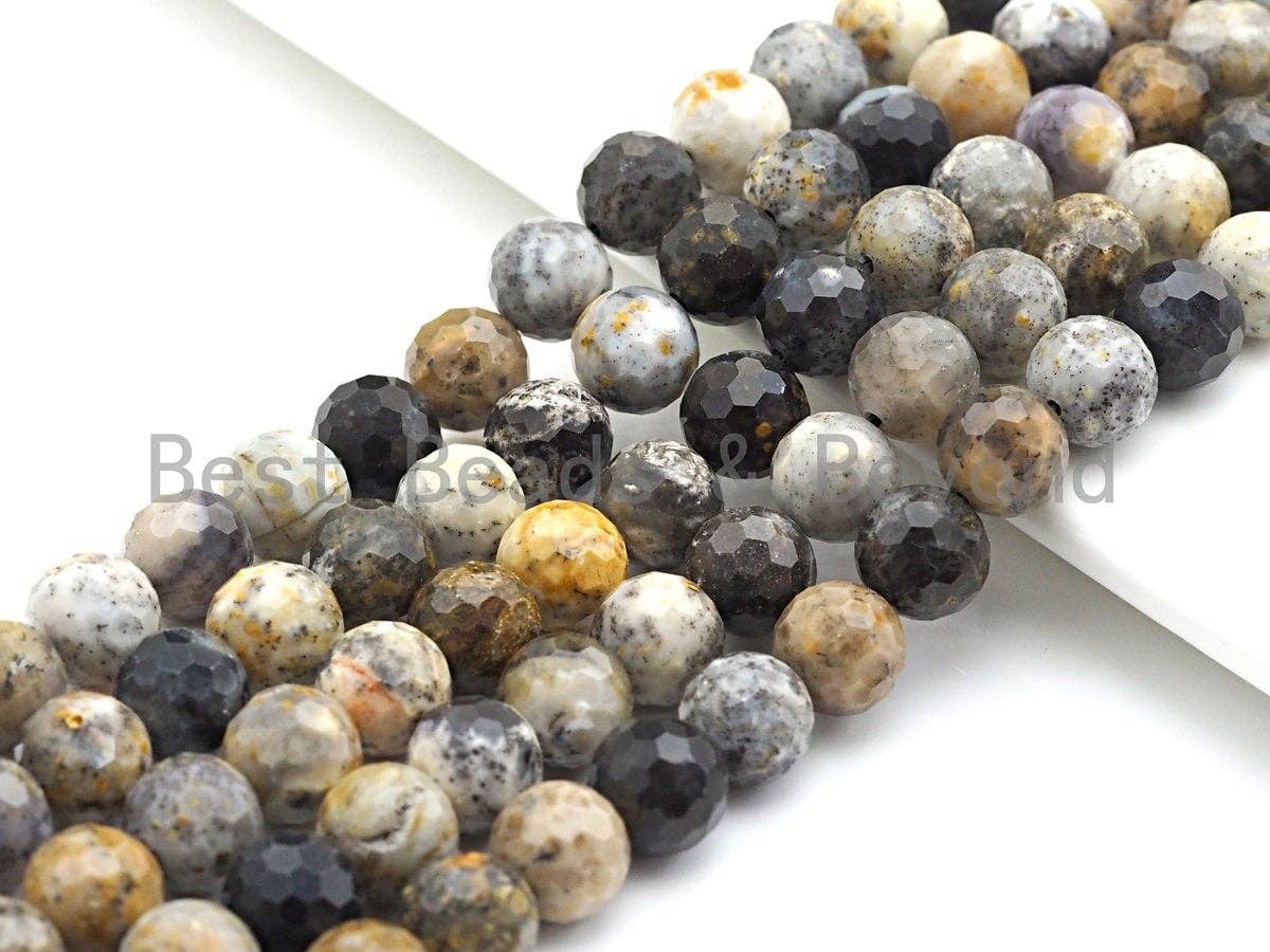 Speical Cut Natural Black Opal Beads, Round  Faceted Beads, 6mm/8mm/10mm/12mm, 15.5" Full Strand, sku#U647c