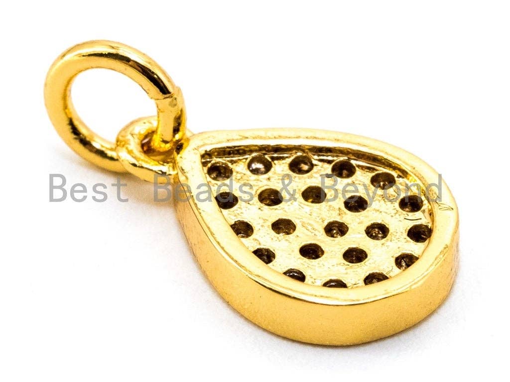 CZ Micro Pave Teardrop Pendant/Charm, Clear Cubic Zirconia Drop Dangle Pave Charm, 8x12mm, sku# F342C