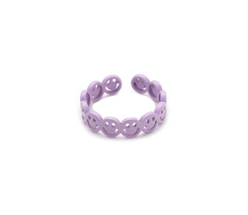 Enamel Smiley Face Stackable Ring, Sku#X358