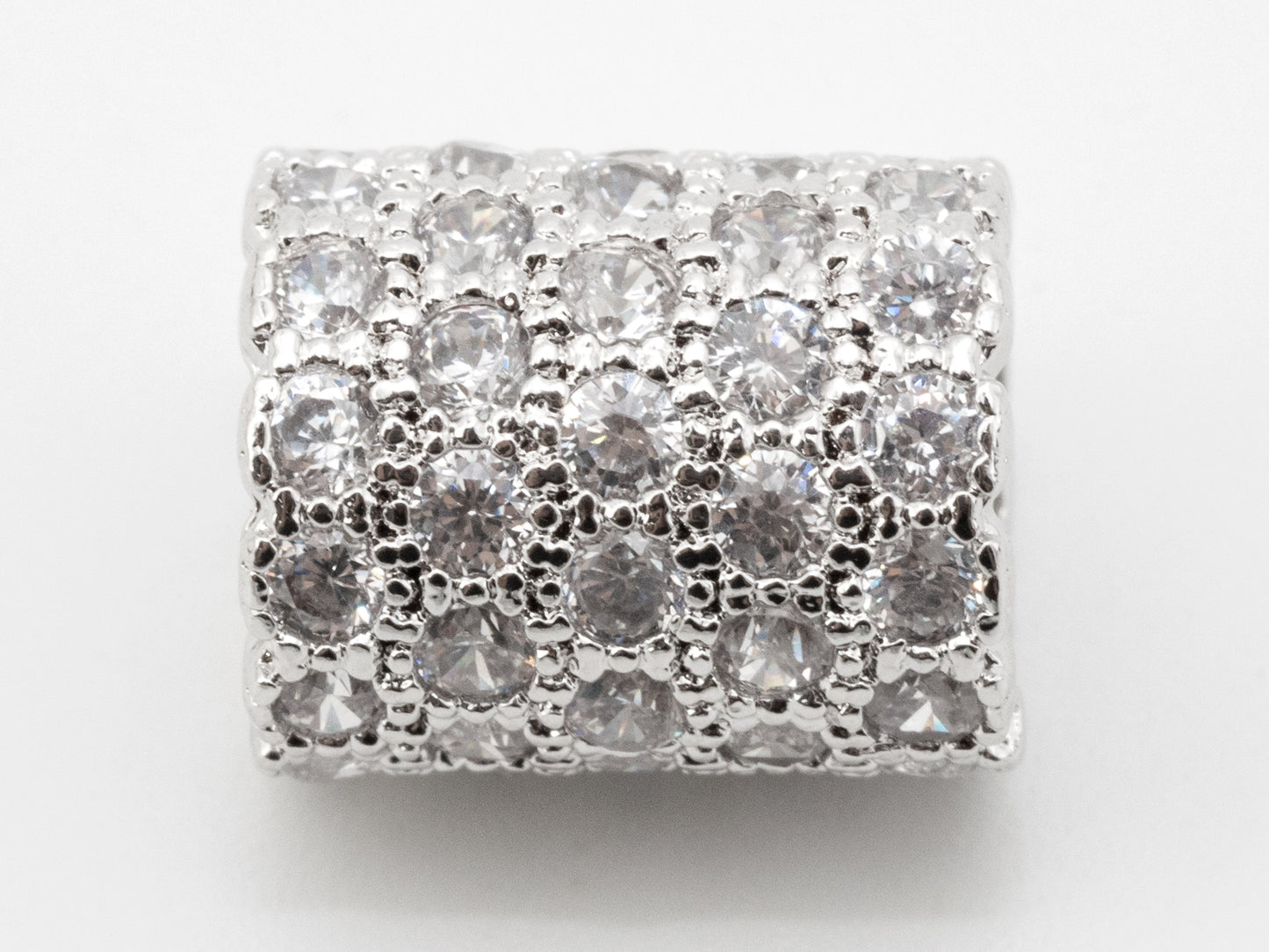 CZ Micro Pave European Big Hole 10x12mm Tube/Cylinder Beads, Silver/Gold/Rose Gold/Black Tone, 10x12mm, SKU#N40