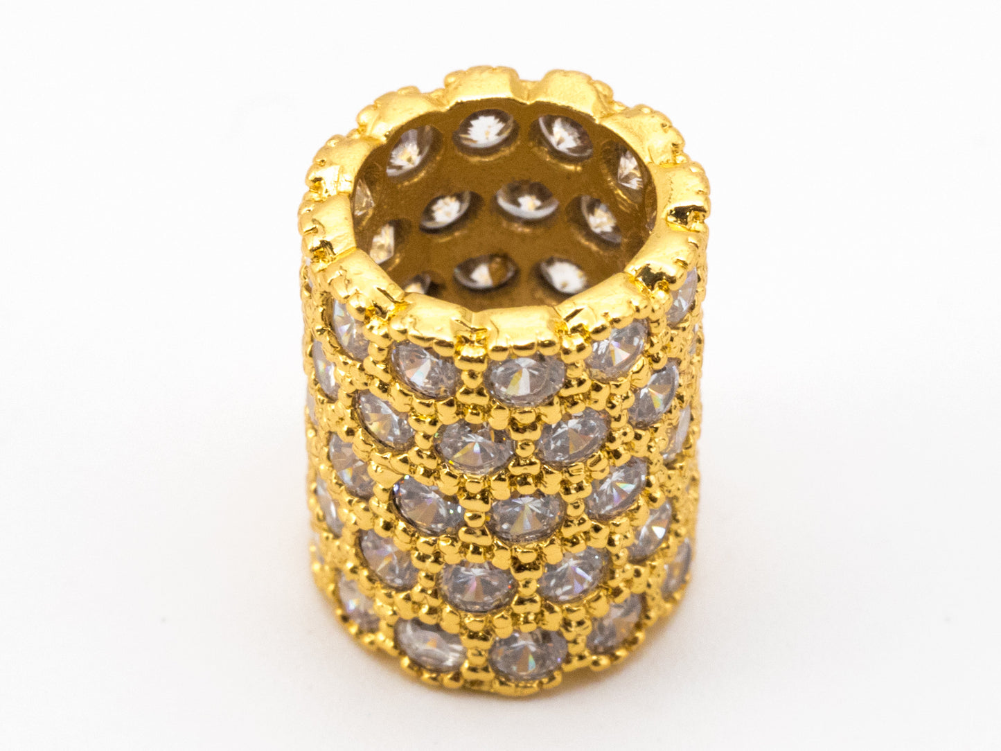 CZ Micro Pave European Big Hole 10x12mm Tube/Cylinder Beads, Silver/Gold/Rose Gold/Black Tone, 10x12mm, SKU#N40