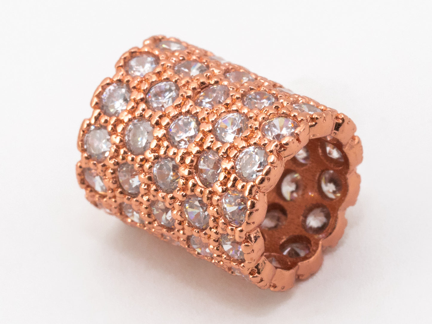 CZ Micro Pave European Big Hole 10x12mm Tube/Cylinder Beads, Silver/Gold/Rose Gold/Black Tone, 10x12mm, SKU#N40