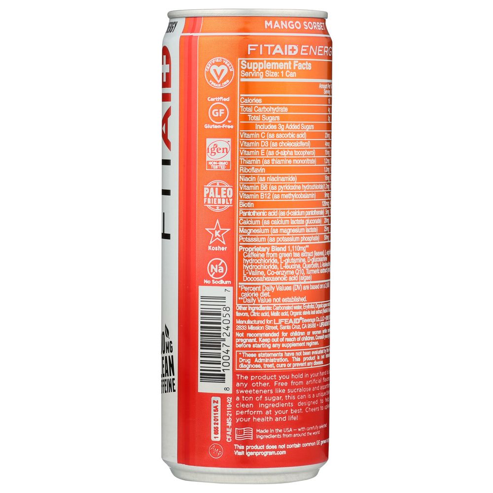 LIFEAID BEVERAGE: Fitaid Energy Mango, 12 fo