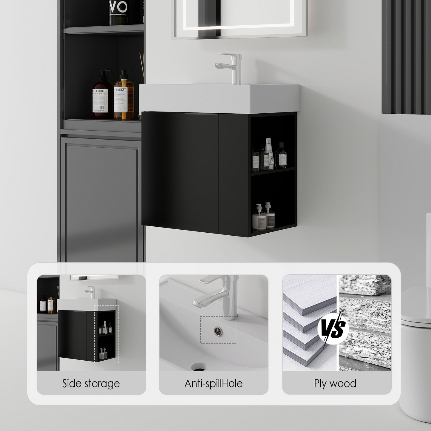 21.6" Floating Bathroom Vanity Combo