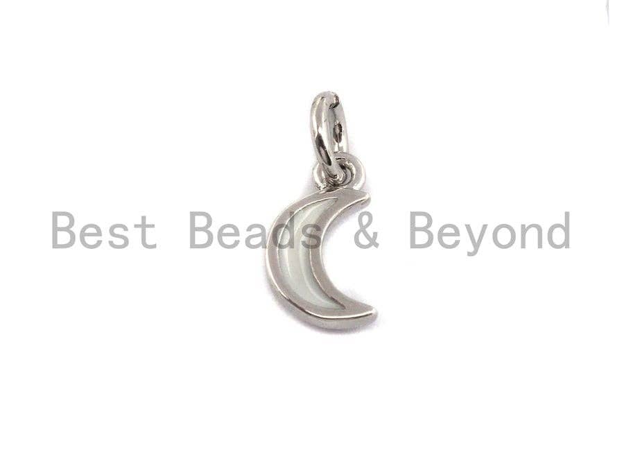 NEW Enamel Crescent moon Pendant,Cz Micro Pave Oil Drop Moon pendant,Enamel Charm,Enamel Jewelry,6x10mm,sku#Z387