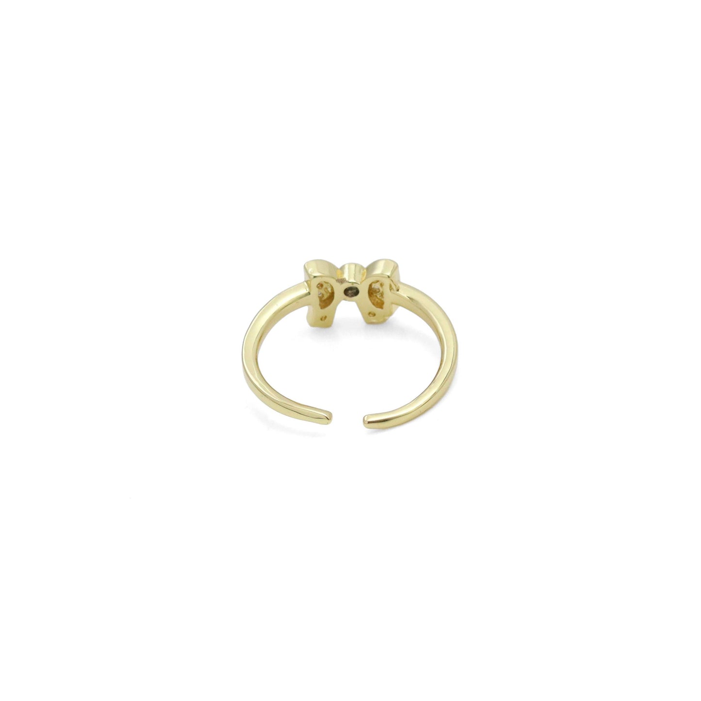 Gold Silver Clear CZ Bow Adjustable Ring, Sku#A322