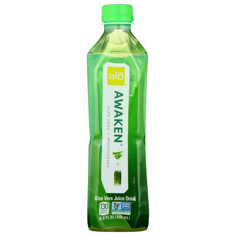 ALO: Awaken Wheatgrass Real Aloe Vera Drink, 16.9 oz