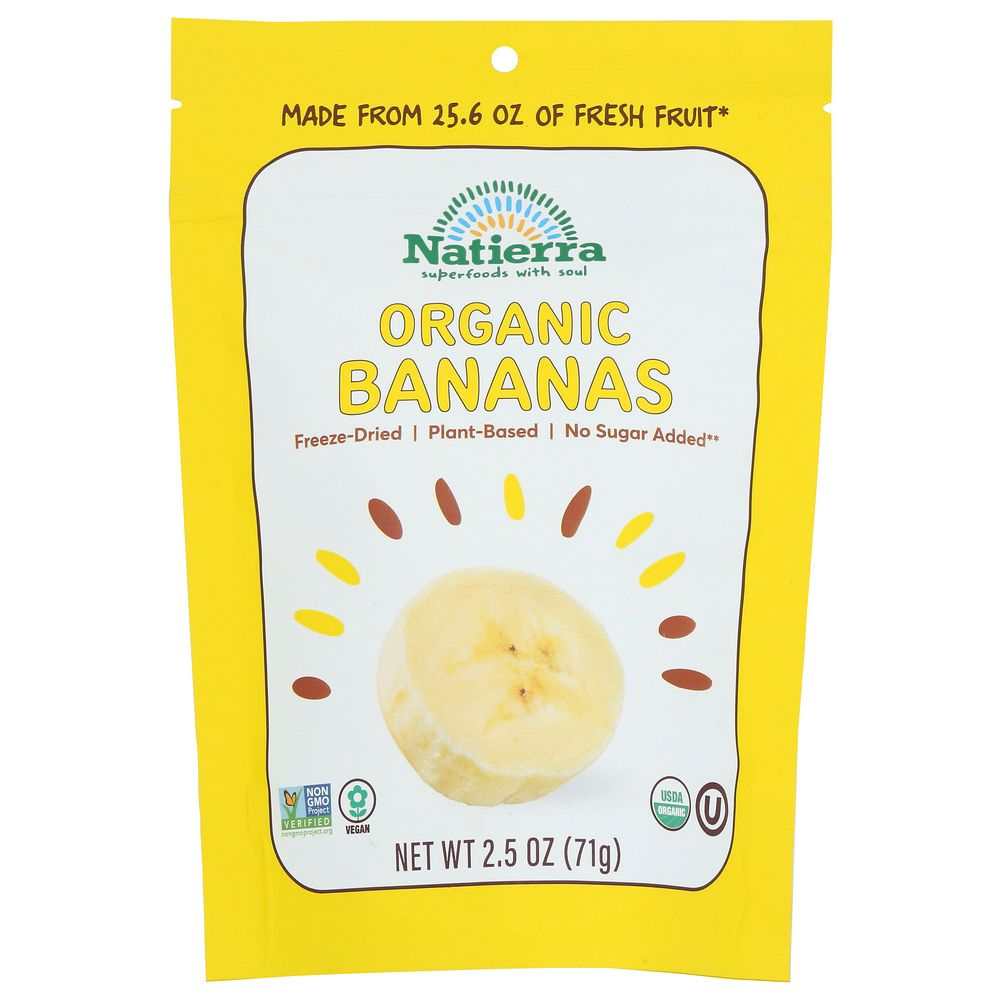 NATIERRA: Organic Freeze Dried Banana-Crunchy|Nutrient-Rich Snack 2.5oz
