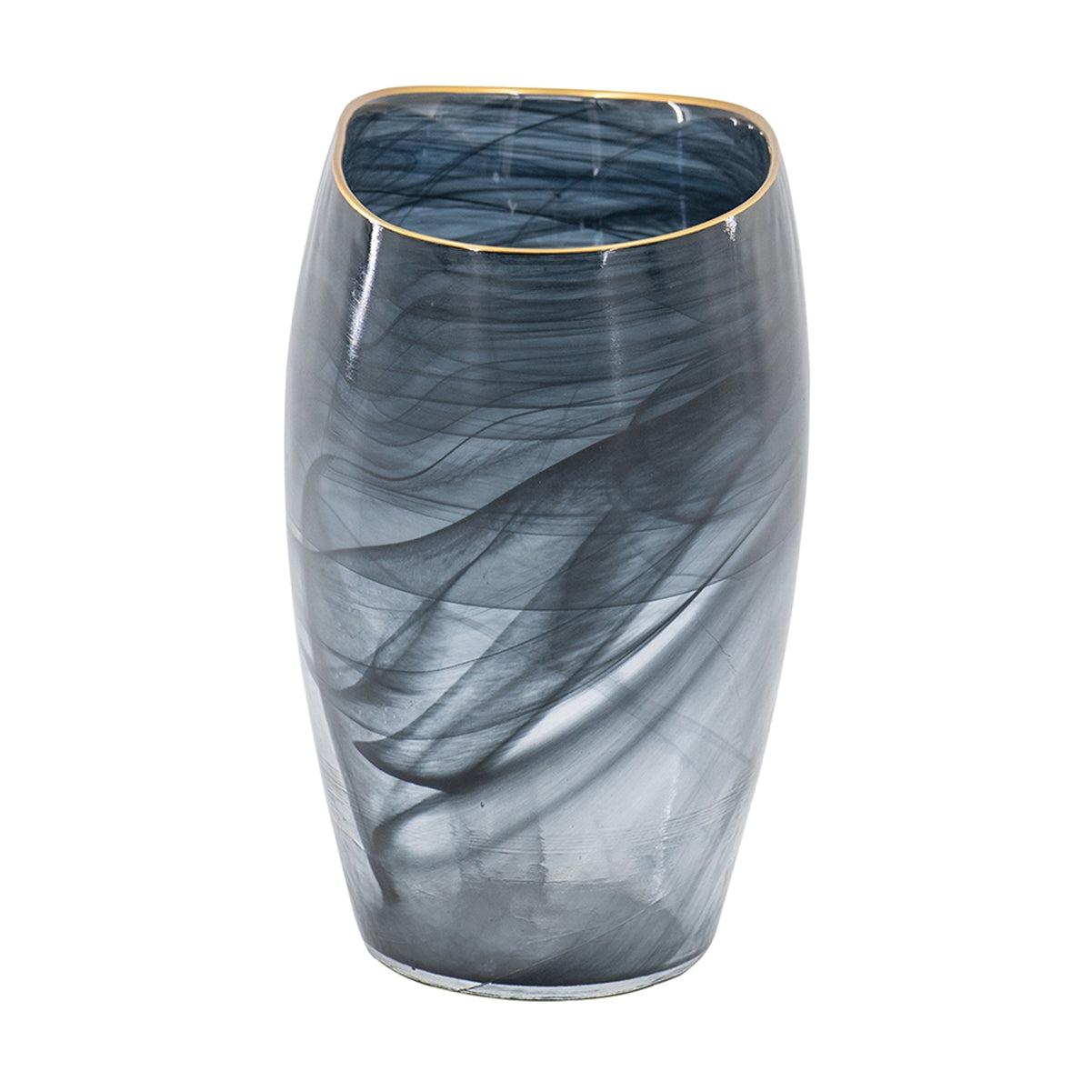Smokey Black Gold Rimmed Glass Vase