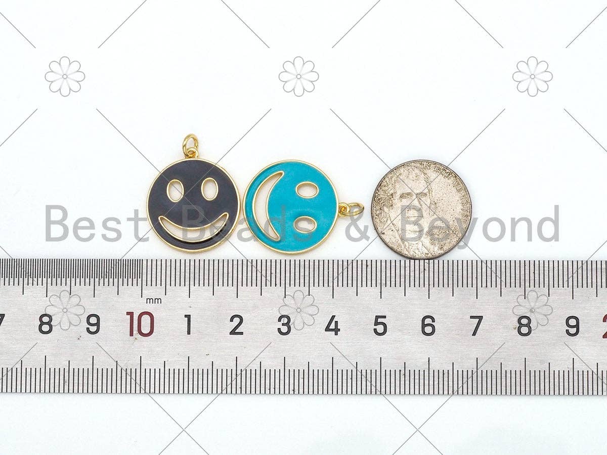 Gold Filled Enamel Colorful Smiley Face Shape Pendant, Enamel Smiley face Charm,Enamel Jewelry Findings,20x23mm,Sku#L612