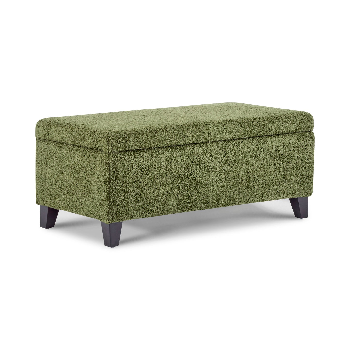 Storage Ottoman with Flip-Top Lid, Easy Assembly, Boucle Fabric & Rubber Wood Legs, Retro