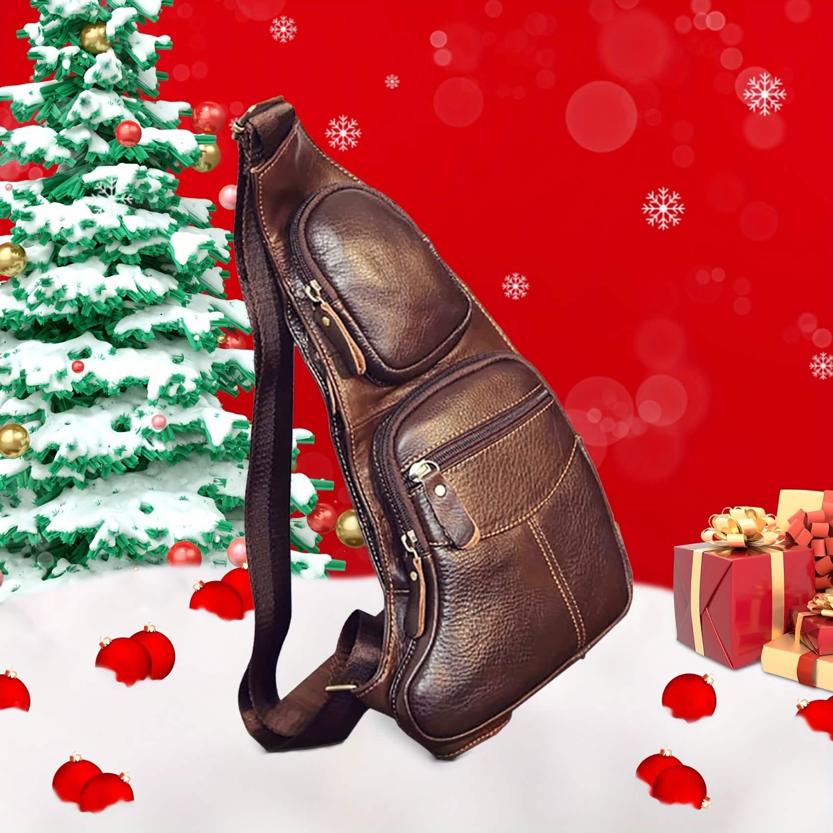 Sac bandoulière en cuir véritable (unisexe)