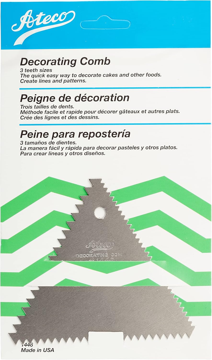 Peigne décorateur/glaçage Ateco en aluminium, 10,8 x 10,8 cm