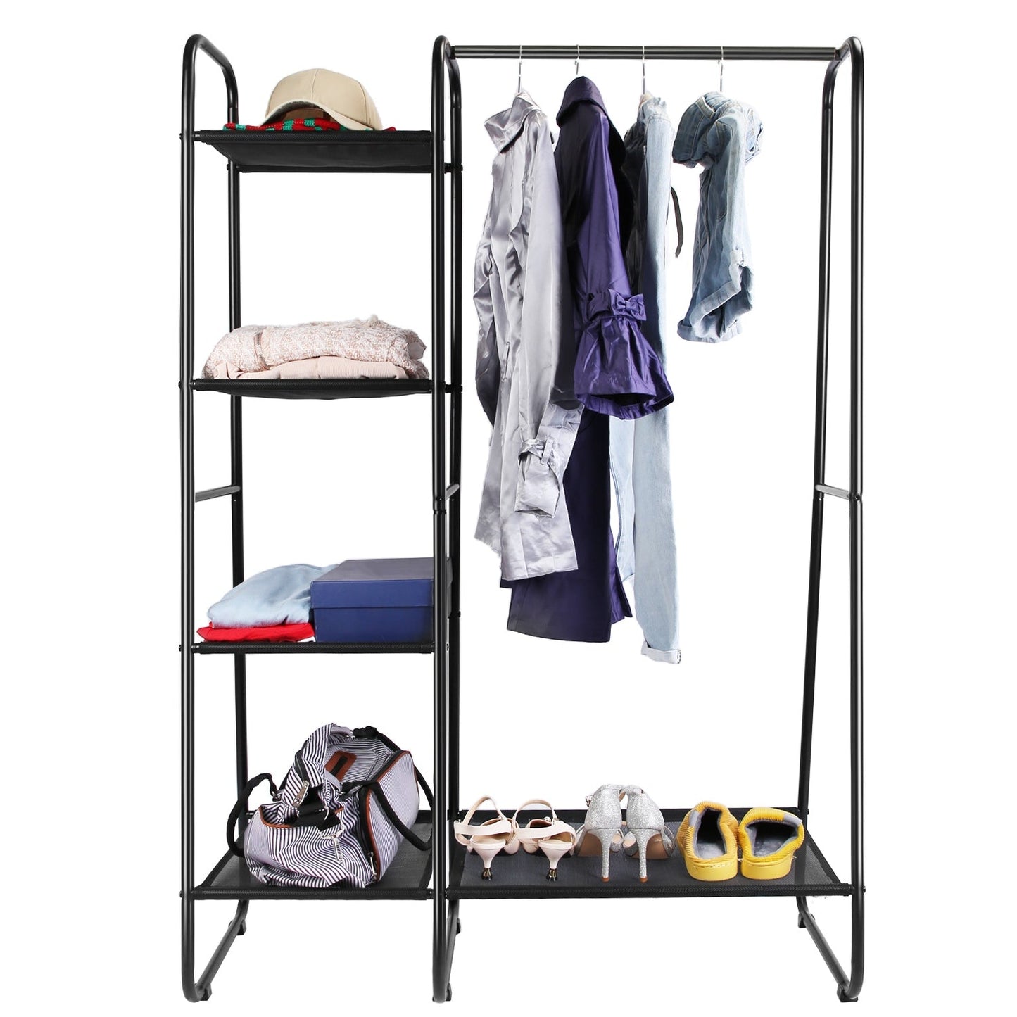 Garment Hanging Rack with Shelves and Wardrobe Display