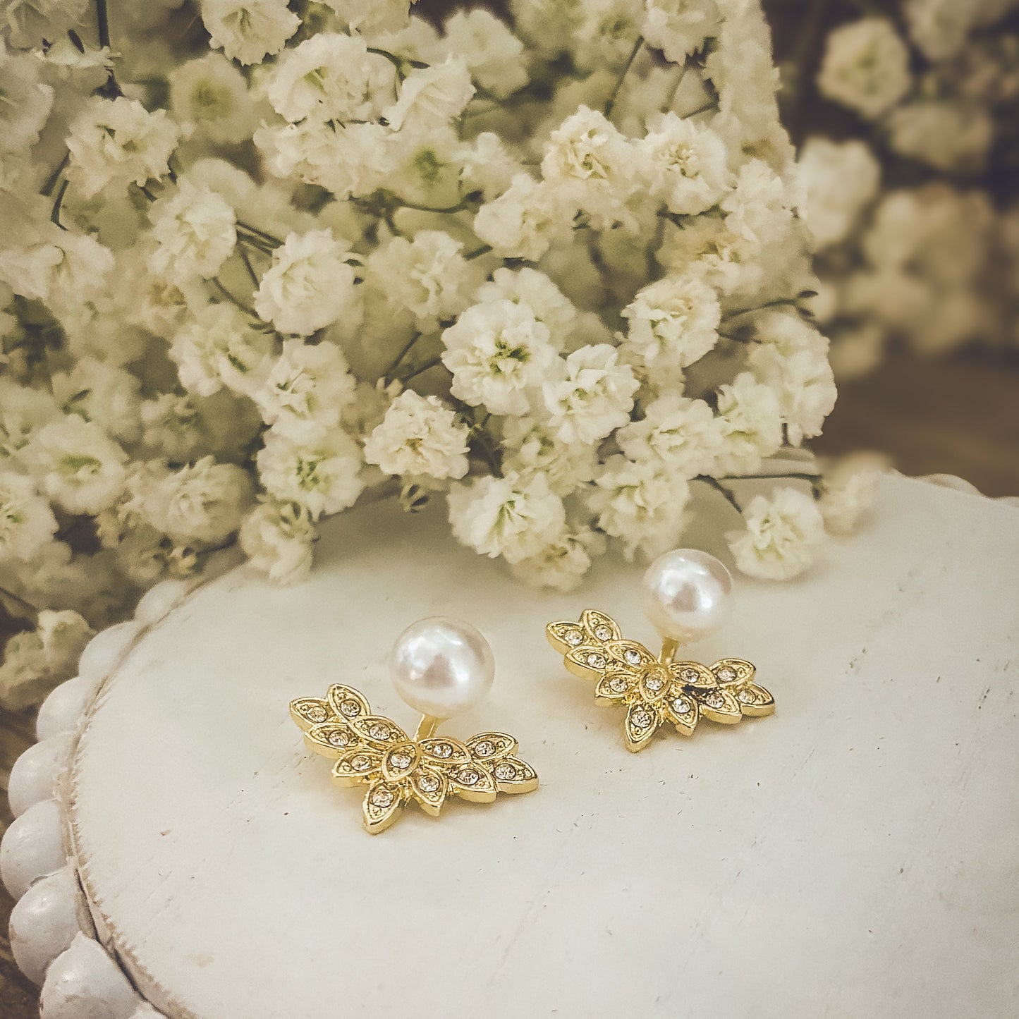 Beautiful Crystal and Pearl Jacket Earrings