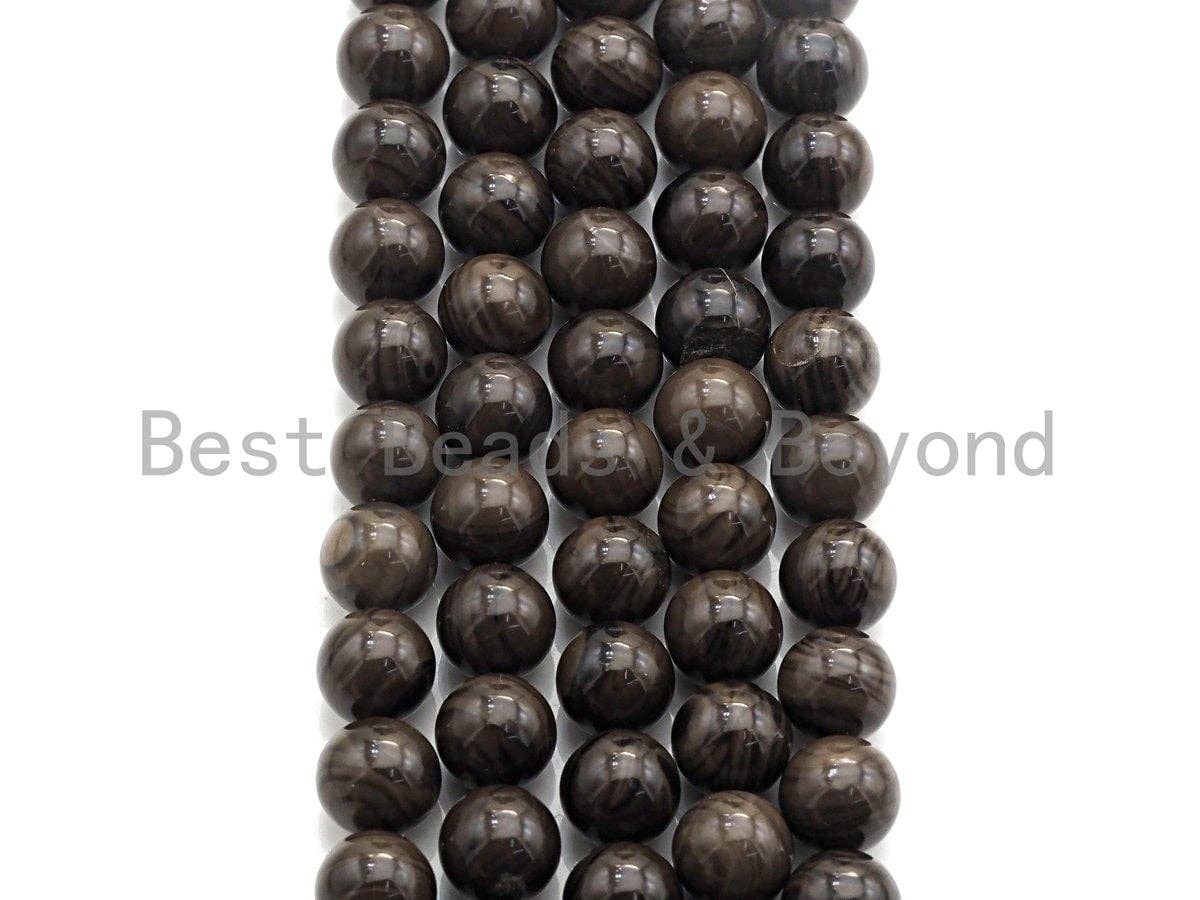 Natural Coffee Grain Jasper , Round Smooth 6mm/8mm/10mm/12mm, 15.5" Full Strand, sku#U637
