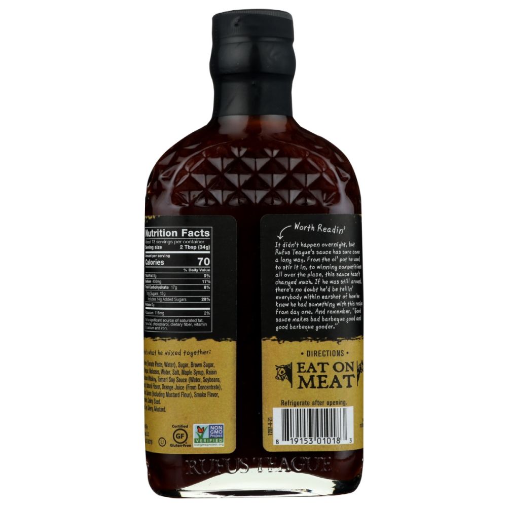 RUFUS TEAGUE: Whiskey Maple Bbq Sauce, 16 oz