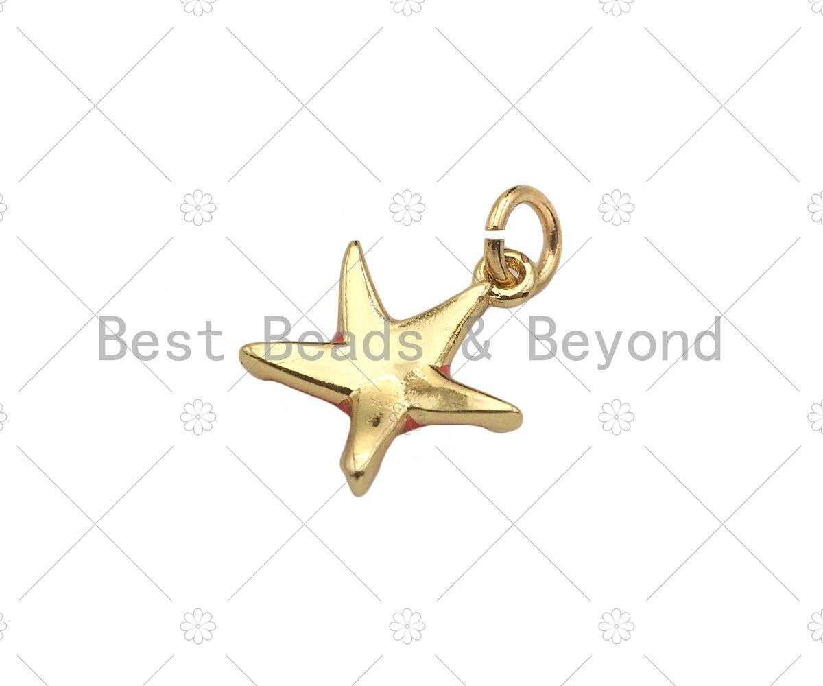 Gold Filled Colorful Enamel Starfish Shape Pendant, 18K Gold Filled Enamel Charm,Enamel Jewelry,9x10mm,Sku#B134