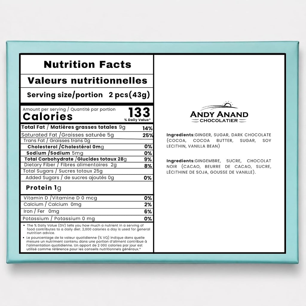 Andy Anand Dark Chocolate Covered Fresh Ginger, 1 lb – Belgian Dark Chocolate, Bold Sweet & Spicy Flavor, Gourmet Handcrafted Holiday Gift